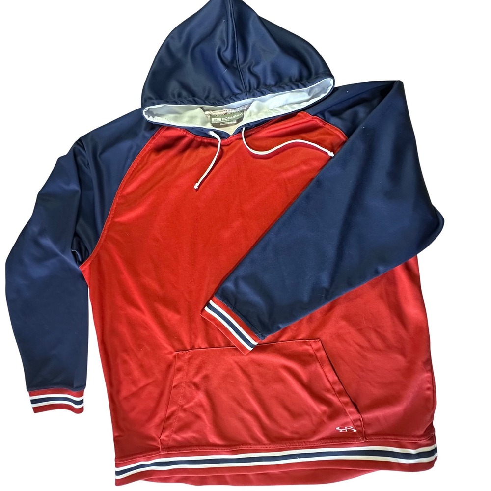 Boombah Mens 2XL Red Navy Blue Colorblock Athletic Hoodie Sweatshirt